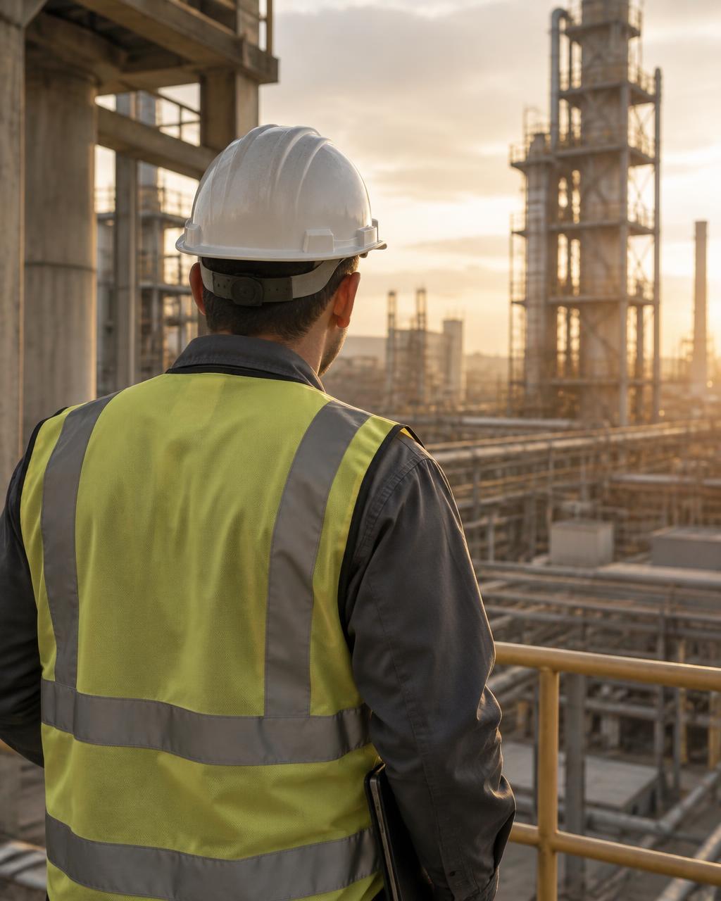 Profissional utilizando equipamentos de proteção em ambiente de trabalho